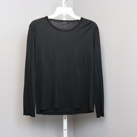 Lafayette 148 New York Black Long Sleeve Top Size L Minimalist Lightweight Layer - Picture 1 of 3